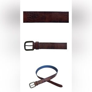 Abercrombie & Fitch | Rare Embossed Mountain w/Moose Leather Belt 90s Brown Med